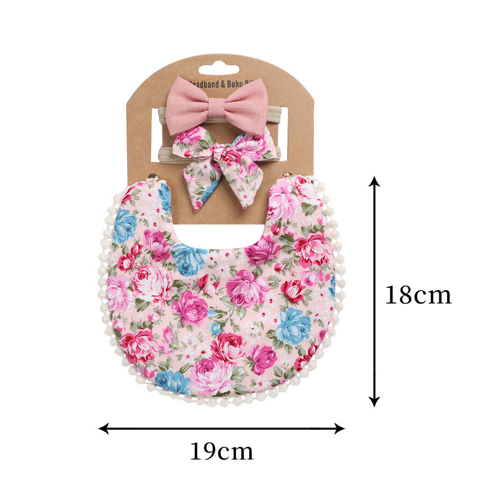 Linen Cotton Solid Color Printing Children Double-Sided Bib Bib Baby Saliva Pocket