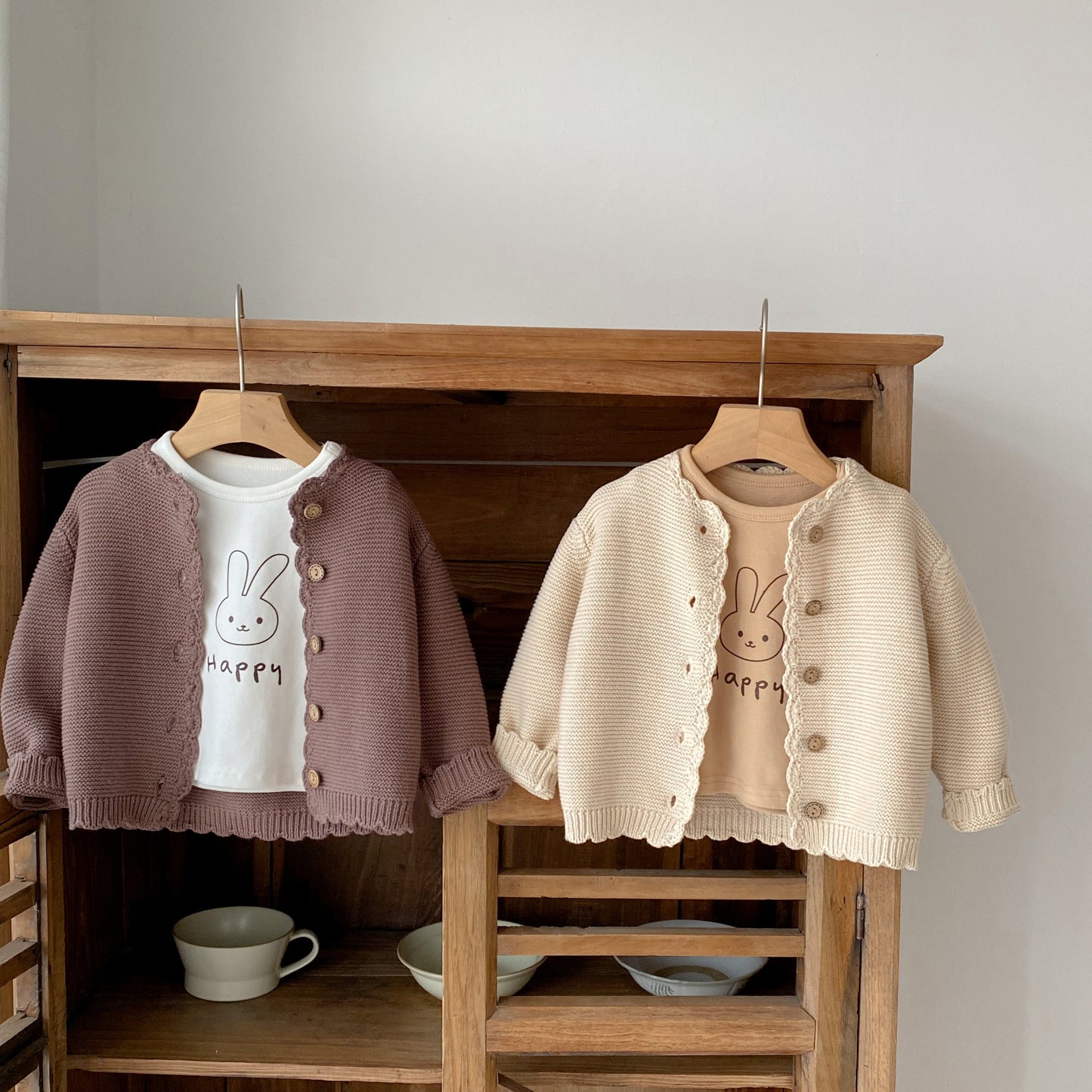 Handmade Crocheted Solid Color Knitted Cotton Long Sleeve Cardigan Jacket