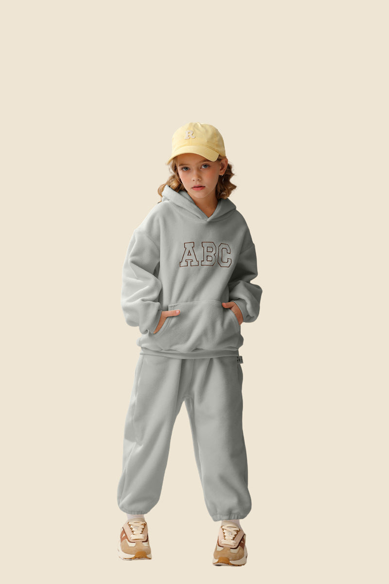 Boys' Sports Brushed Hoody Trousers Suit