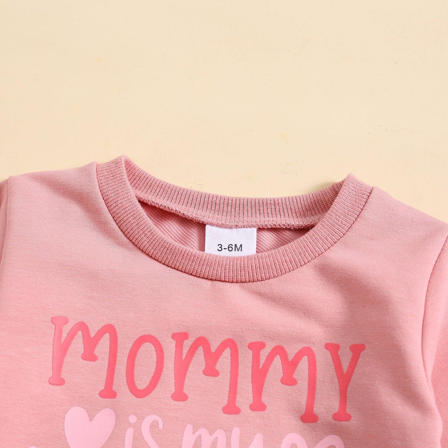 Love Letter Print Pullover Sweatshirt Front Lace-up Decorative Rope Sweatpants