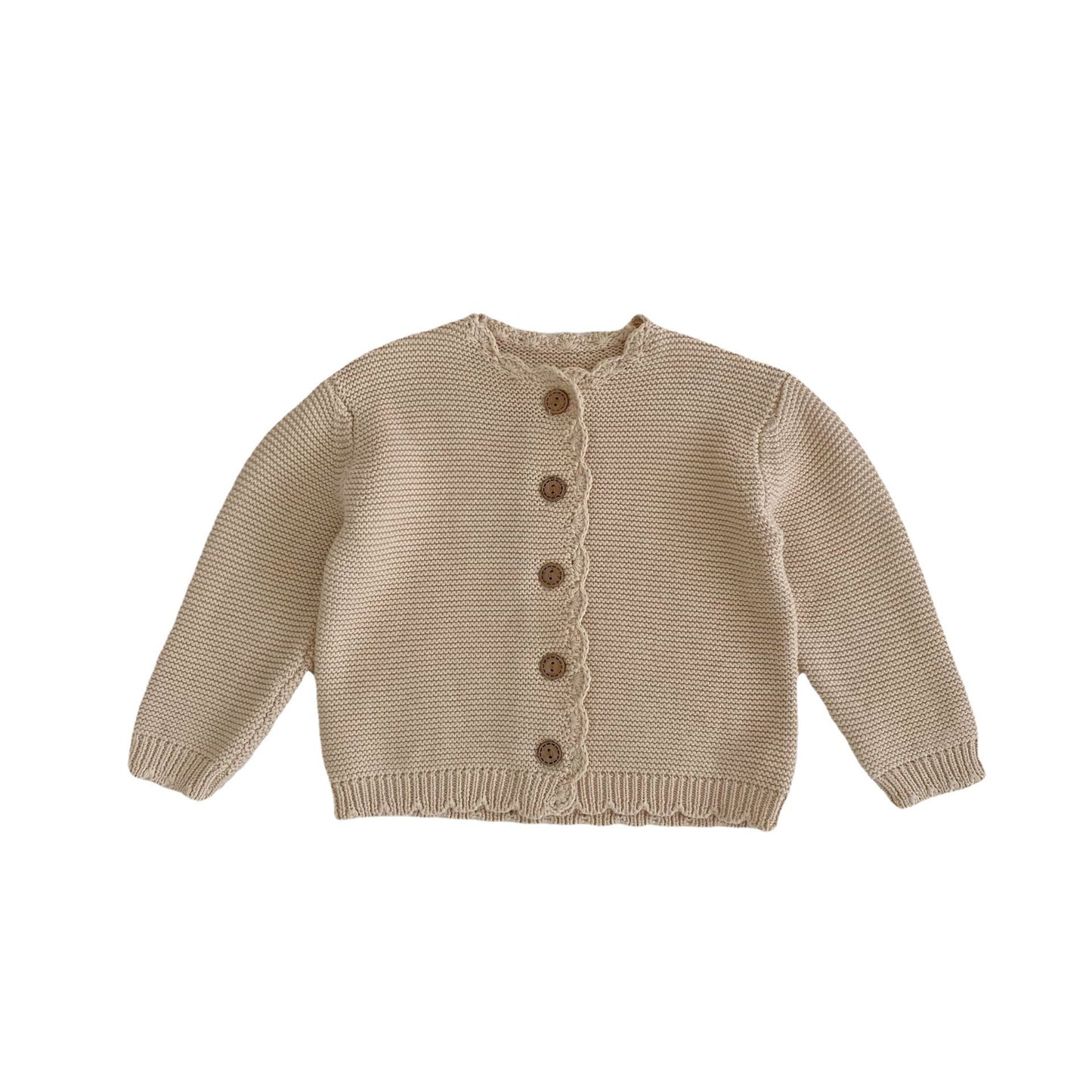 Handmade Crocheted Solid Color Knitted Cotton Long Sleeve Cardigan Jacket