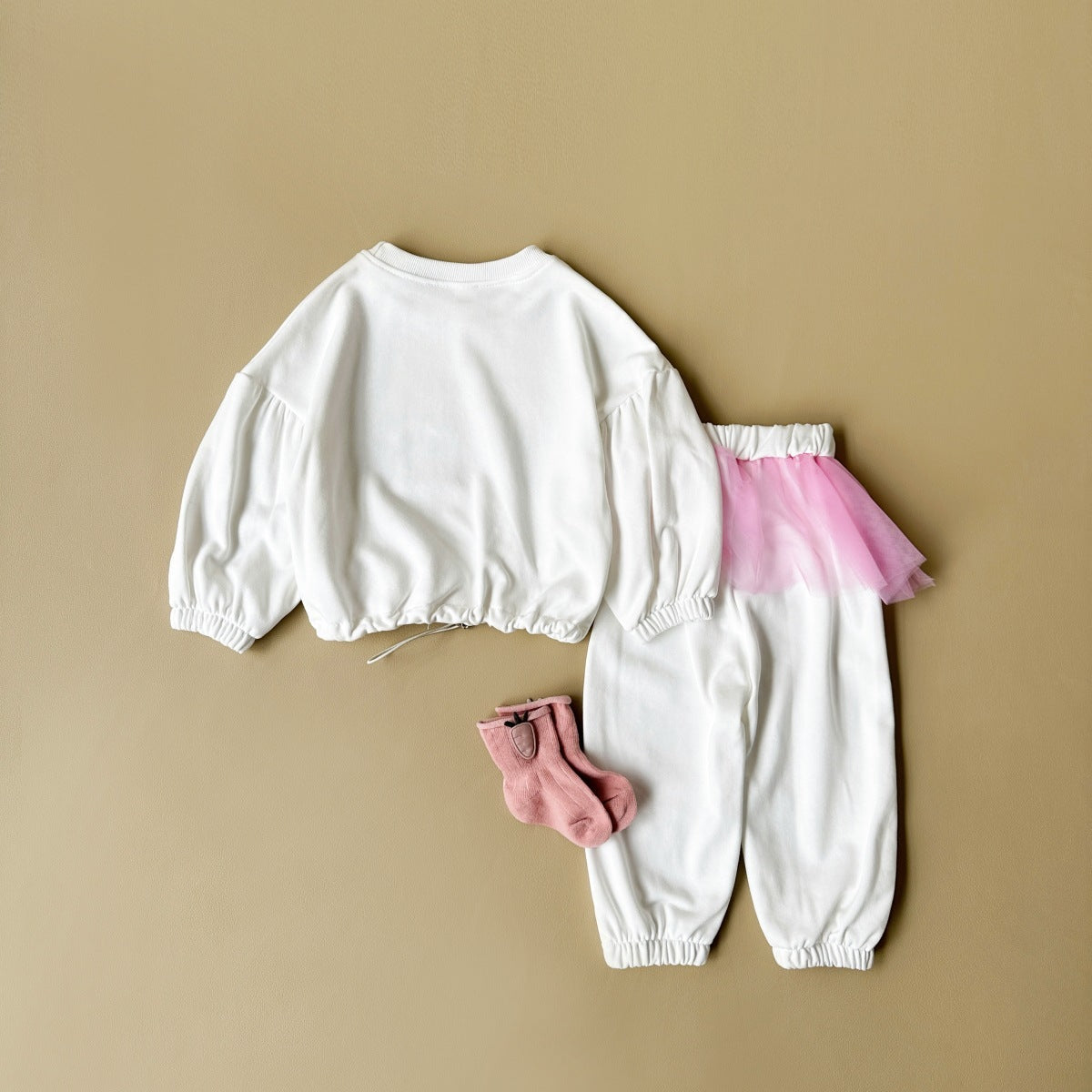 Two-piece Set Girls' Sweet Bow Letter Print Top