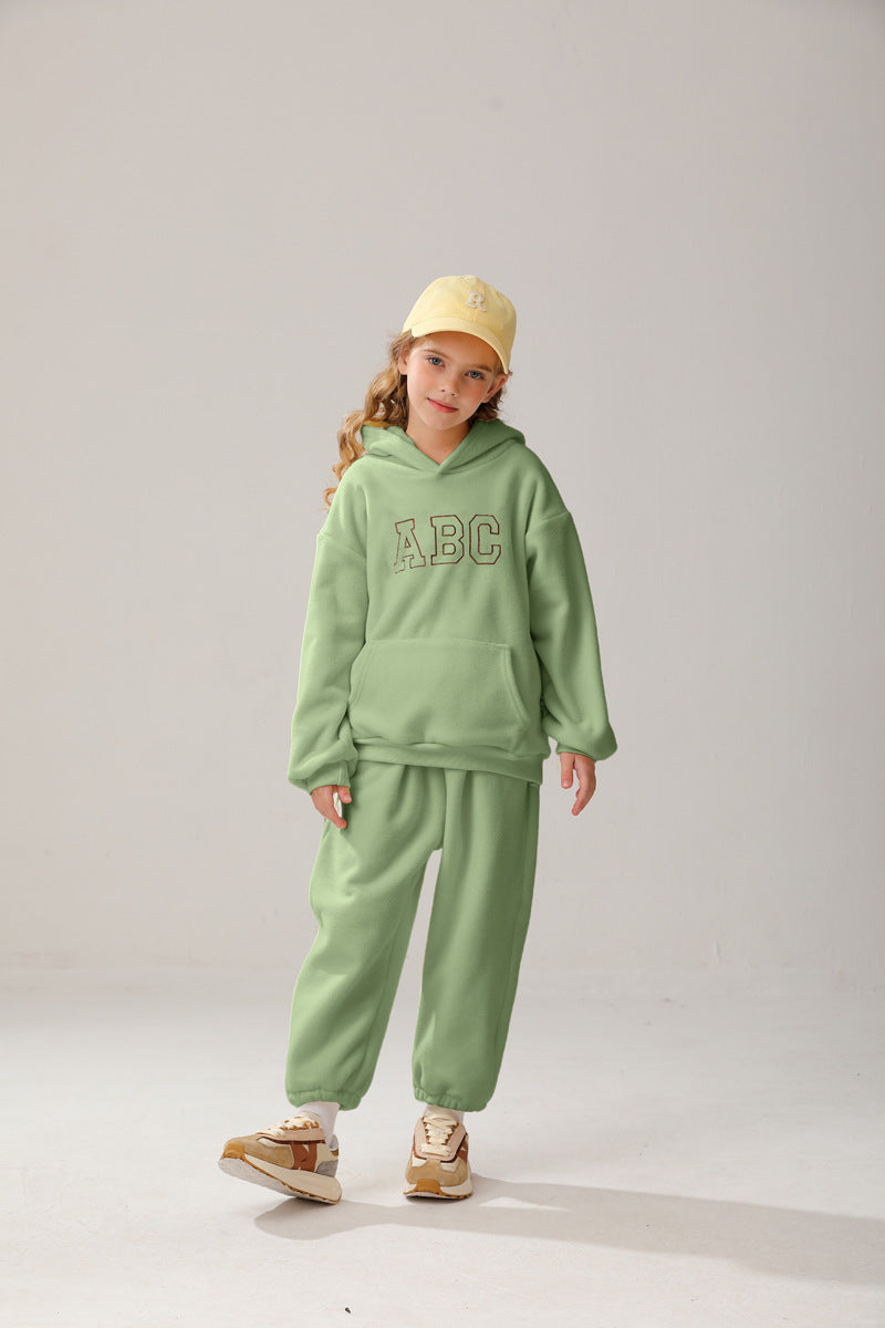 Boys' Sports Brushed Hoody Trousers Suit