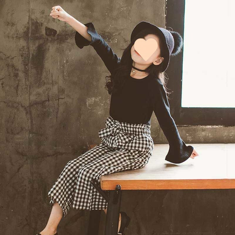 Fashion Children's Plaid Pants Two-piece Set