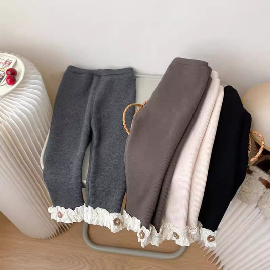 Girls' Velvet Padded Leggings All-matching Warm Pants