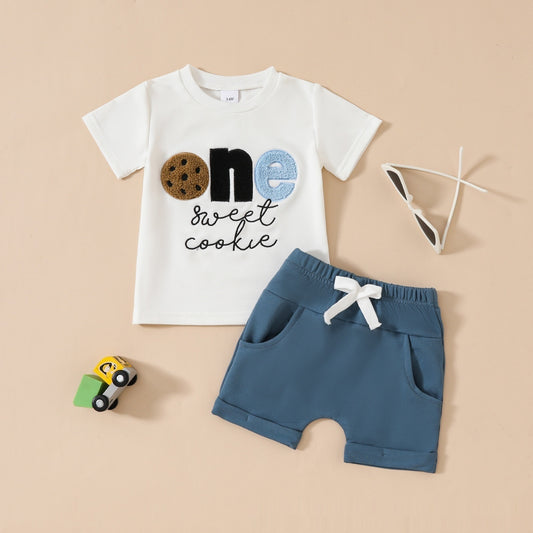 Baby Boys' Embroidered Pullover Short-sleeved Clothes
