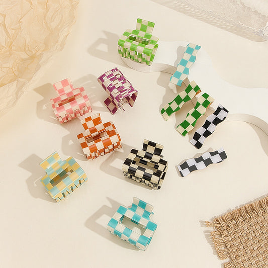 Square Chessboard Plaid Elegant Updo Hairpin