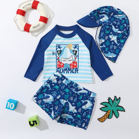 New Boy Split Swimsuit Long Sleeve Sun Protection